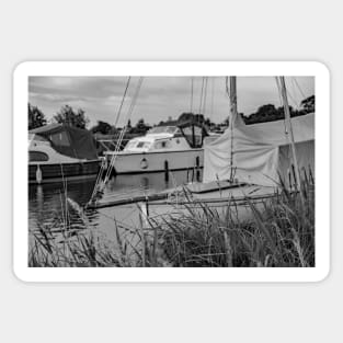 Moorings on the River Thurne in the Norfolk Broads National Park Sticker